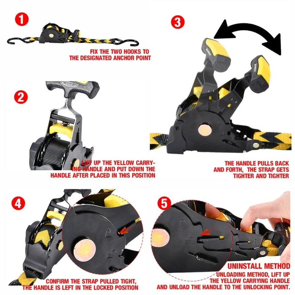 1inch X 10ft Upgraded Rubber Handle Retractable Ratchet Strap high quality