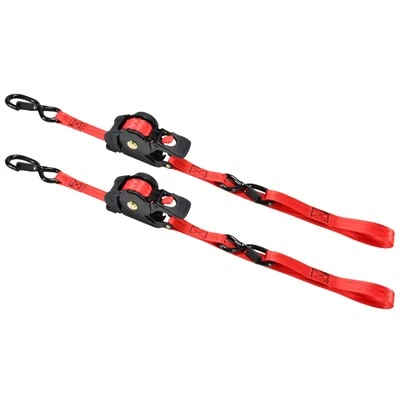 1" X 10FT Motocycle Retractable Ratchet Tie Down Ċinga Bil Loop Artab Integrat