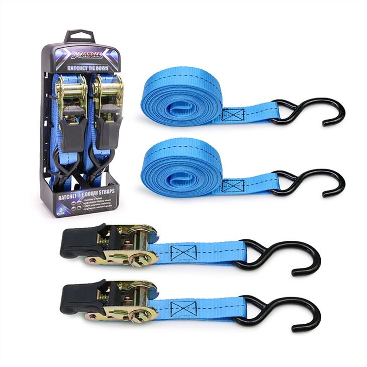 Manku tal-Gomma 1" Ratchet Heavy-Duty Irbit Tie Down Ċinga S Ganċ, 2 Pakkett